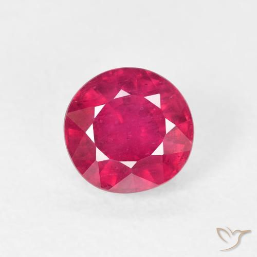 1.21ct طبيعي أحمر فاتح ياقوت, دائري, قليلا جدا