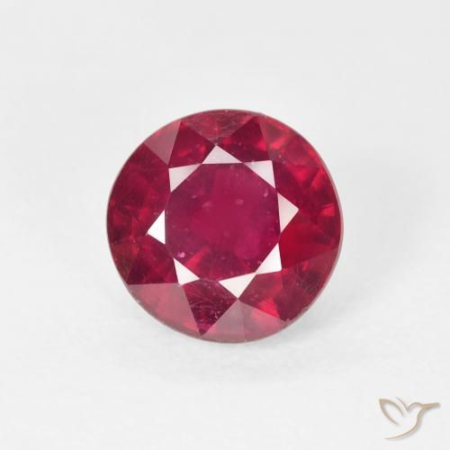3.37ct طبيعي قرمزى غامق ياقوت, دائري, قليلا جدا