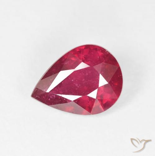 1.61ct طبيعي أحمر غامق ياقوت, شكل الكمثرى, VS-SI