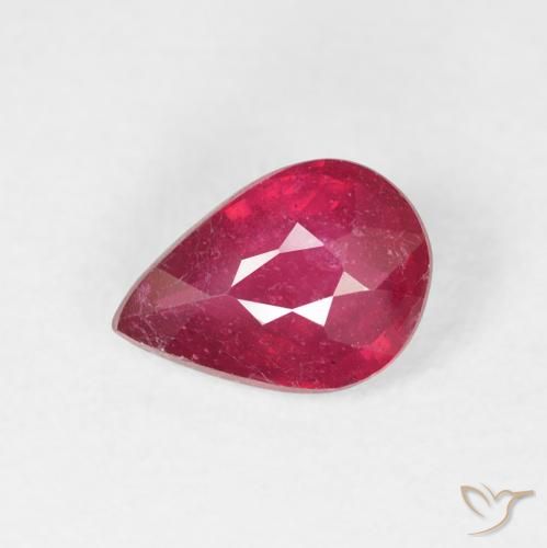 1.33ct طبيعي أحمر متوسط ياقوت, شكل الكمثرى, VS-SI