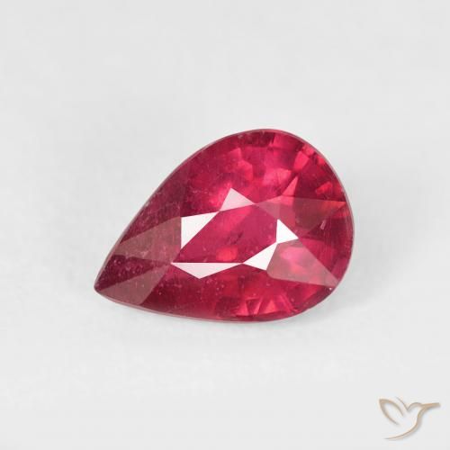 1.38ct طبيعي قرمزى غامق ياقوت, شكل الكمثرى, VS-SI