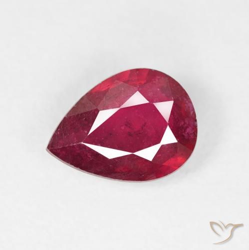 1.55ct طبيعي أحمر متوسط ياقوت, شكل الكمثرى, VS-SI