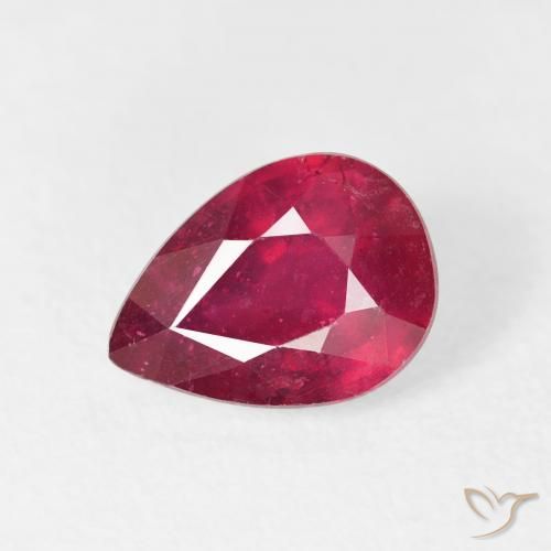 1.72ct طبيعي أحمر غامق ياقوت, شكل الكمثرى, VS-SI
