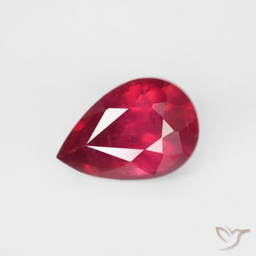0.74ct طبيعي أحمر متوسط ياقوت, شكل الكمثرى, VS-SI