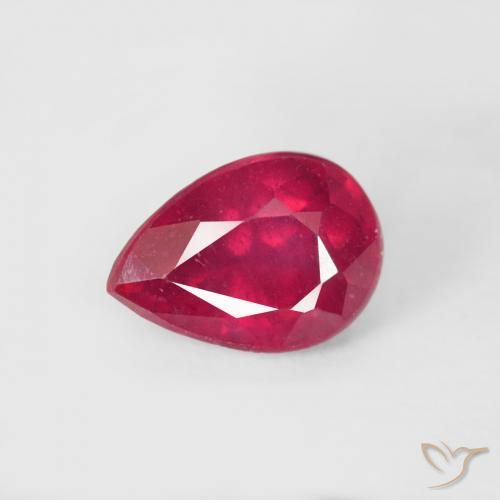 0.66ct طبيعي أحمر متوسط ياقوت, شكل الكمثرى, VS-SI