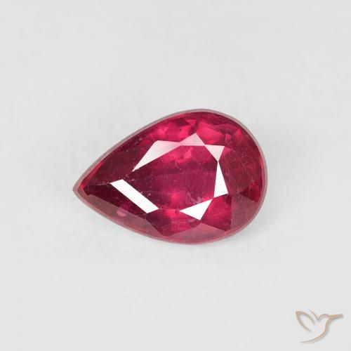 0.65ct طبيعي احمر غامق ياقوت, شكل الكمثرى, VS-SI