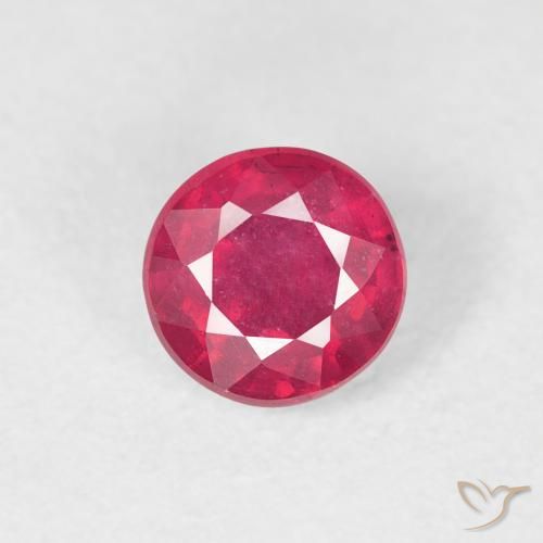 0.85ct طبيعي أحمر وردى ياقوت, دائري, قليلا جدا