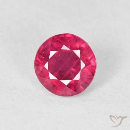 0.74ct طبيعي أحمر وردى ياقوت, دائري, قليلا جدا