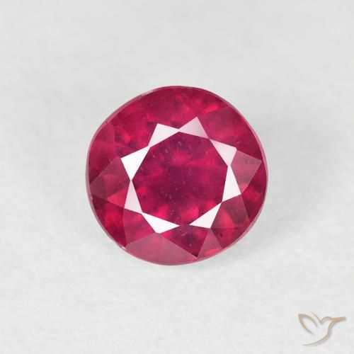 1.04ct طبيعي قرمزى غامق ياقوت, دائري, قليلا جدا