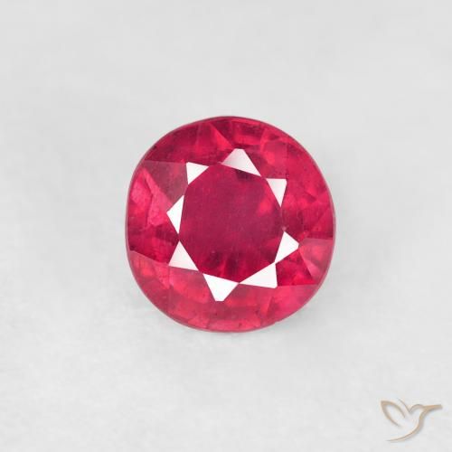 0.90ct طبيعي أحمر متوسط ياقوت, دائري, قليلا جدا