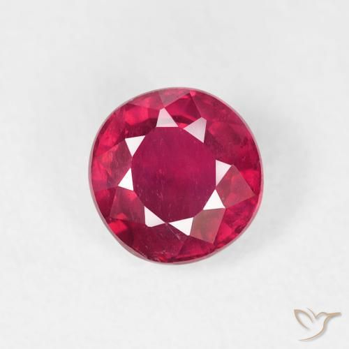 0.89ct طبيعي أحمر متوسط ياقوت, دائري, قليلا جدا