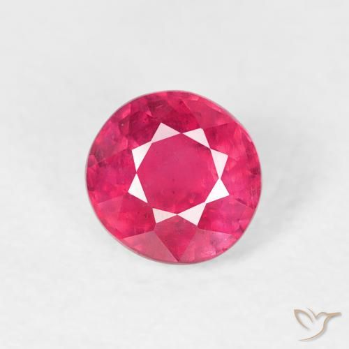 0.79ct طبيعي أحمر متوسط ياقوت, دائري, قليلا جدا