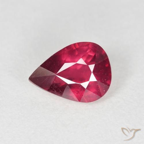 1.50ct طبيعي أحمر متوسط ياقوت, شكل الكمثرى, VS-SI