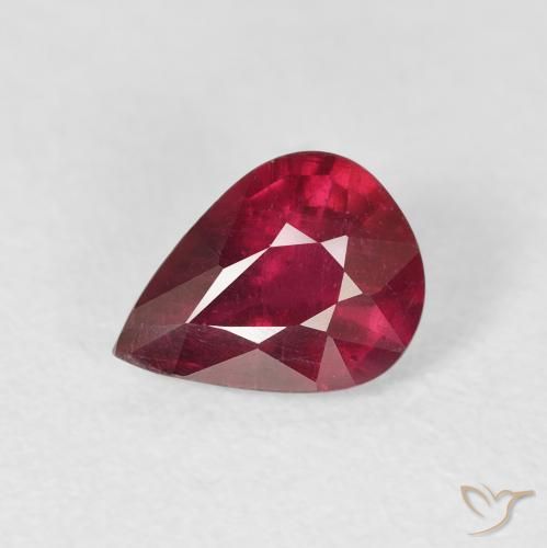 1.44ct طبيعي أحمر غامق ياقوت, شكل الكمثرى, VS-SI