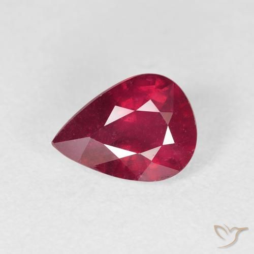1.59ct طبيعي أحمر غامق ياقوت, شكل الكمثرى, VS-SI