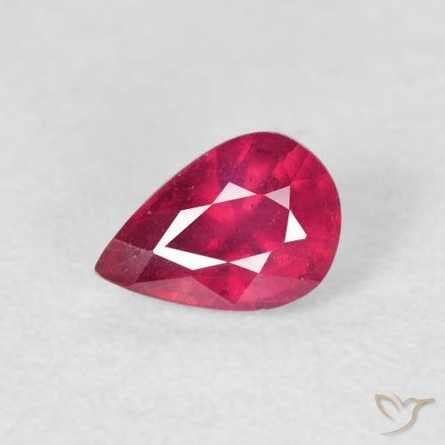 0.86ct طبيعي اوردي امحمر ياقوت, شكل الكمثرى, VS-SI