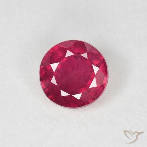 0.81ct طبيعي أحمر متوسط ياقوت, دائري, قليلا جدا