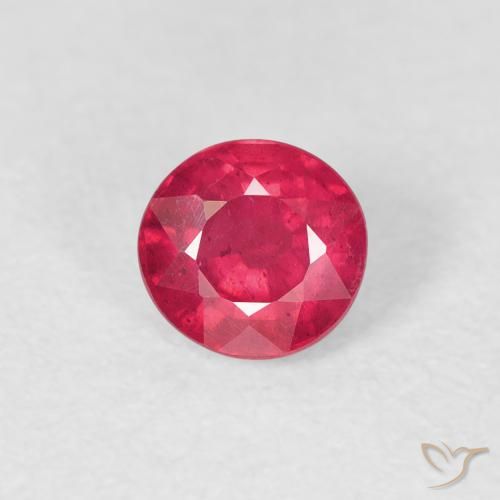0.83ct طبيعي أحمر متوسط ياقوت, دائري, قليلا جدا