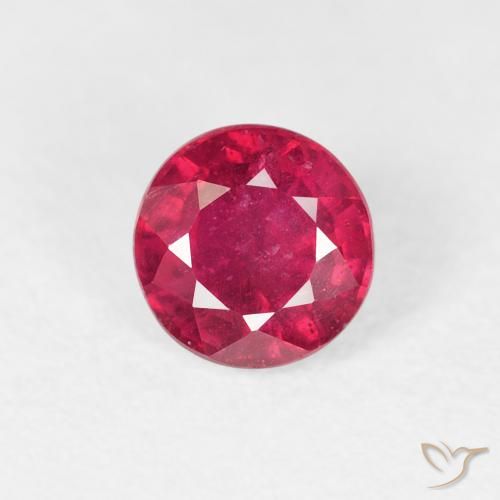 0.99ct طبيعي أحمر متوسط ياقوت, دائري, قليلا جدا