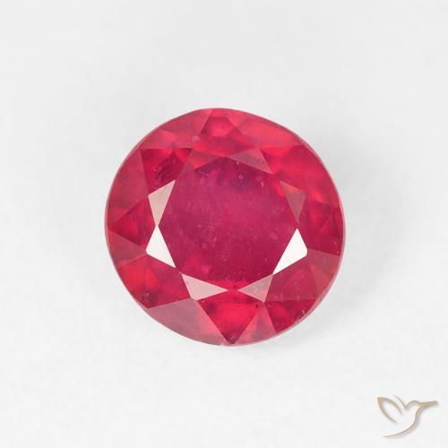 1.29ct طبيعي أحمر المربى ياقوت, دائري, قليلا جدا