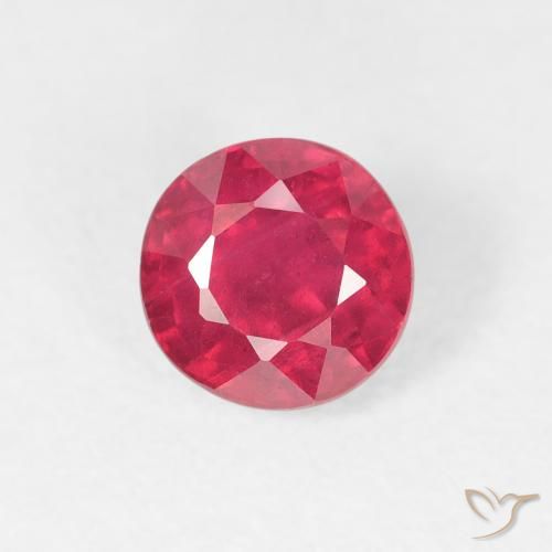 0.93ct طبيعي أحمر وردى ياقوت, دائري, قليلا جدا