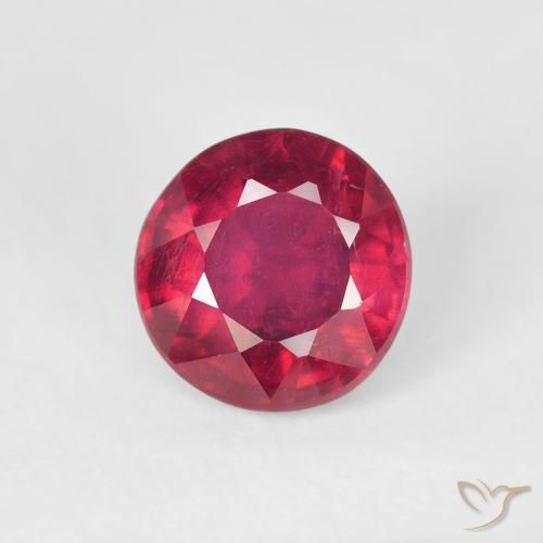 1.37ct طبيعي أحمر فاتح ياقوت, دائري, قليلا جدا