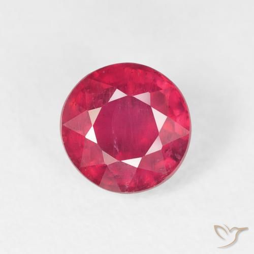 1.65ct طبيعي قرمزى غامق ياقوت, دائري, قليلا جدا