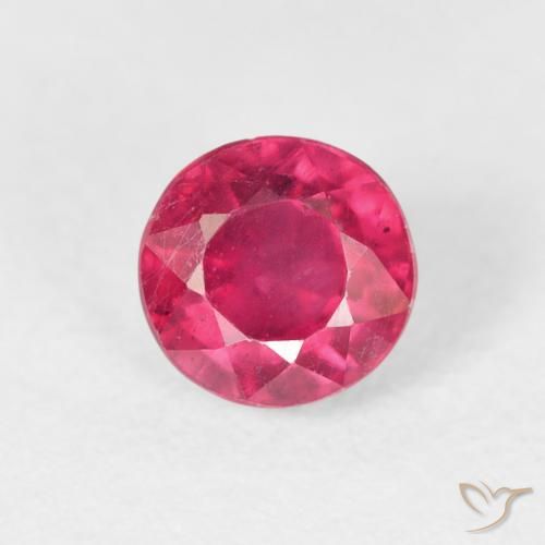 0.98ct طبيعي أحمر وردى ياقوت, دائري, قليلا جدا