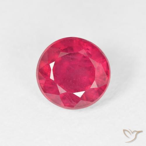 1.34ct طبيعي أحمر وردى ياقوت, دائري, قليلا جدا
