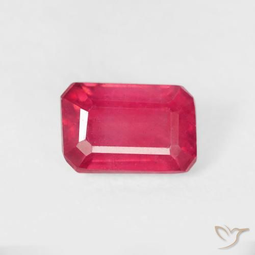 0.98ct طبيعي أحمر وردى ياقوت, قص الزمرد, قليلا جدا
