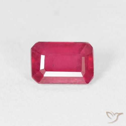 0.90ct طبيعي أحمر وردى ياقوت, قص الزمرد, قليلا جدا