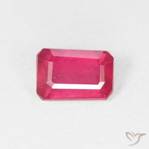 0.80ct طبيعي أحمر وردى ياقوت, قص الزمرد, قليلا جدا