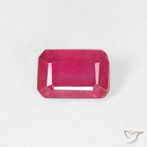 0.86ct طبيعي أحمر متوسط ياقوت, قص الزمرد, قليلا جدا