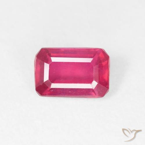 0.77ct طبيعي أحمر متوسط ياقوت, قص الزمرد, قليلا جدا