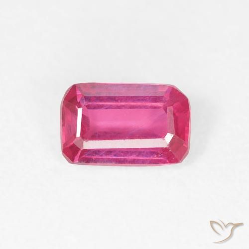 0.67ct طبيعي أحمر وردى ياقوت, قص الزمرد, قليلا جدا