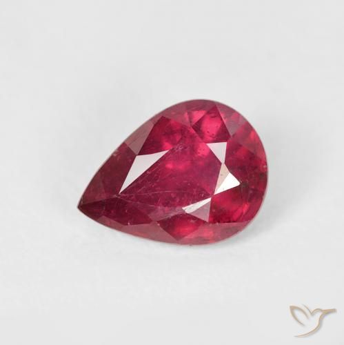 1.70ct طبيعي أحمر وردى ياقوت, شكل الكمثرى, قليلا جدا