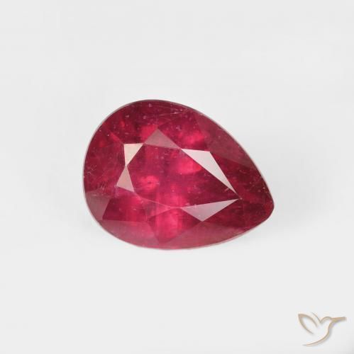 2.11ct طبيعي أحمر المربى ياقوت, شكل الكمثرى, قليلا جدا