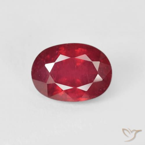 2.25ct طبيعي قرمزى غامق ياقوت, بيضوي, قليلا جدا