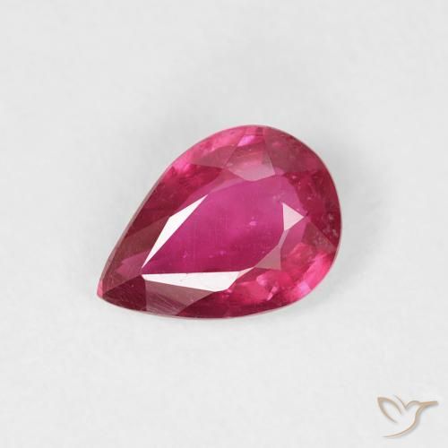 0.76ct طبيعي أحمر وردى ياقوت, شكل الكمثرى, VS-SI