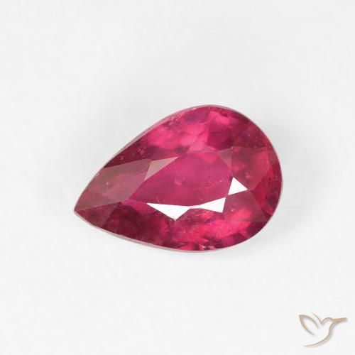 0.99ct طبيعي وردى محمر غامق ياقوت, شكل الكمثرى, VS-SI