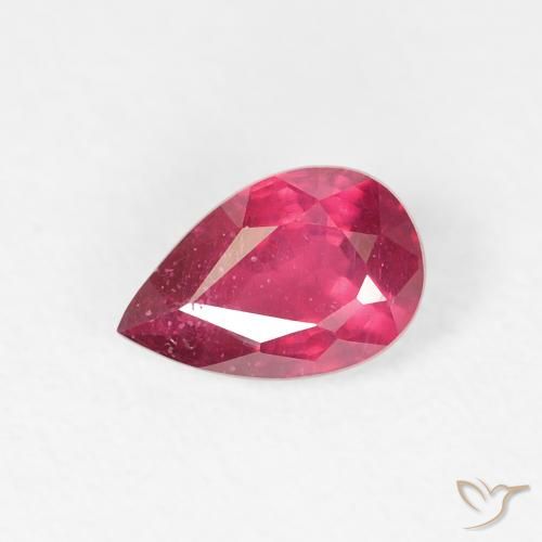 0.84ct طبيعي وردى محمر غامق ياقوت, شكل الكمثرى, VS-SI