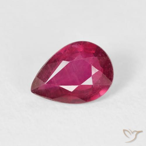 0.90ct طبيعي أحمر وردى ياقوت, شكل الكمثرى, VS-SI