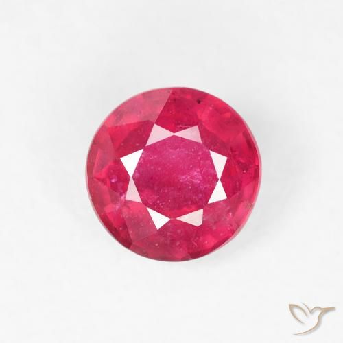 0.81ct طبيعي وردى كثيف ياقوت, دائري, قليلا جدا