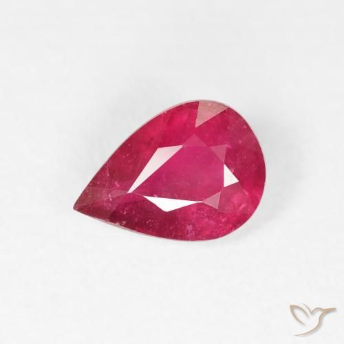 0.90ct طبيعي أحمر متوسط ياقوت, شكل الكمثرى, VS-SI