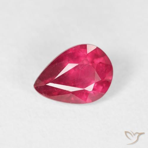 0.91ct طبيعي أحمر فاتح ياقوت, شكل الكمثرى, VS-SI