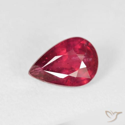 1.08ct طبيعي أحمر متوسط ياقوت, شكل الكمثرى, VS-SI