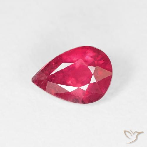 0.86ct طبيعي أحمر متوسط ياقوت, شكل الكمثرى, VS-SI