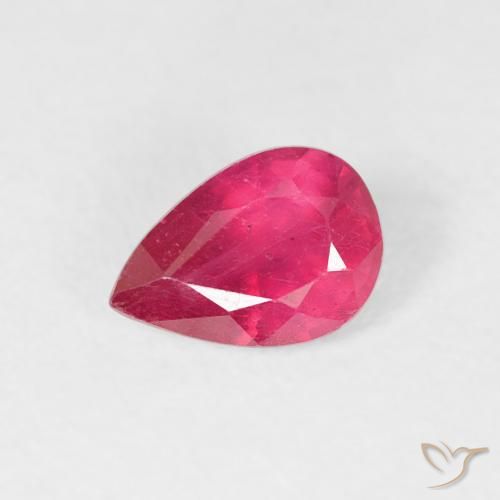 0.57ct طبيعي أحمر وردى ياقوت, شكل الكمثرى, قليلا جدا