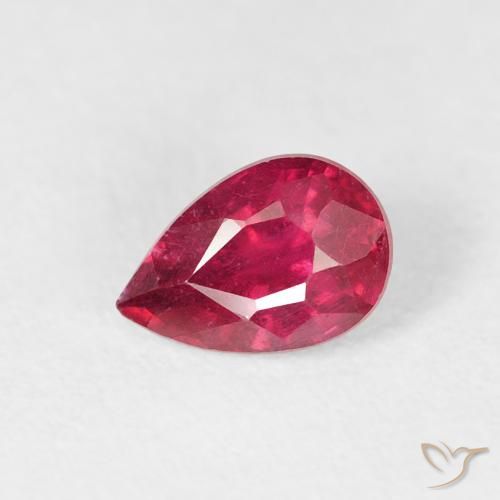 0.74ct طبيعي قرمزى غامق ياقوت, شكل الكمثرى, VS-SI