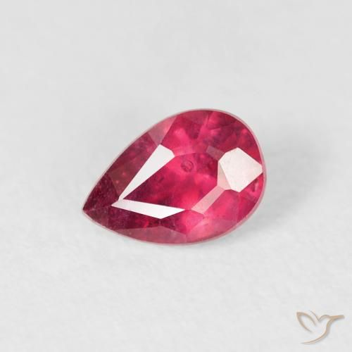 0.62ct طبيعي أحمر متوسط ياقوت, شكل الكمثرى, VS-SI